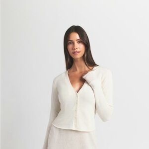 SKIMS Featherweight Cashmere Cardigan Ecru Size Large NWT $198
